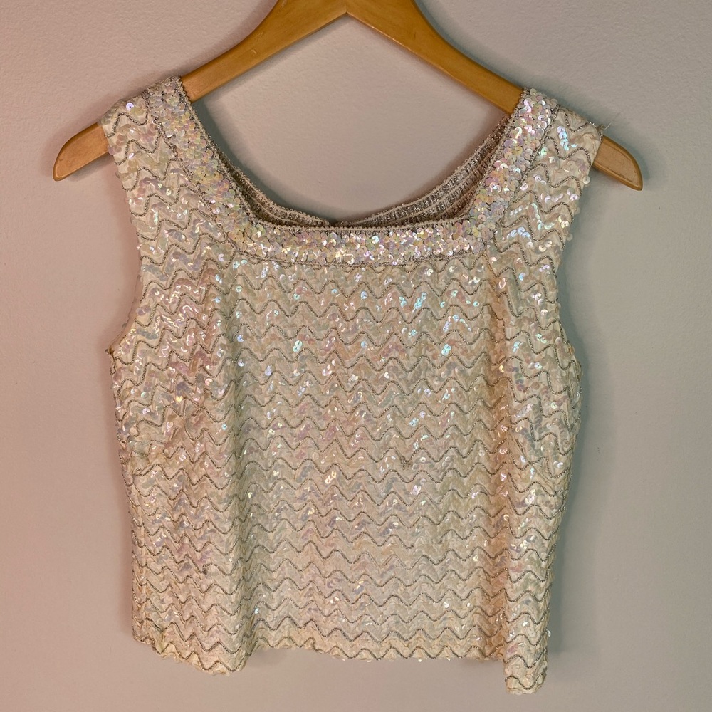 Vintage 1960s cropped iridescent sequin top